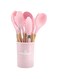 SHOPPING VIBES Your One Stop Shop 12PCS Kitchen Utensil Set Silicone Cooking Utensils Kit Spatula Heat Resistant Wooden Spoons Gadgets Tool for Non-Stick Cookware (Pink)