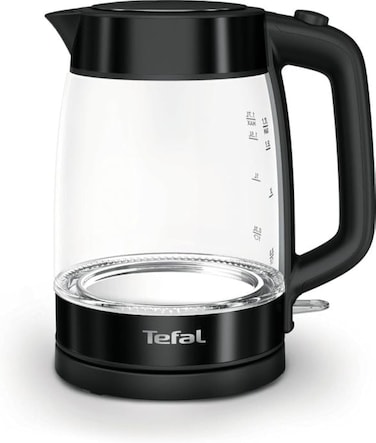 Tefal Electric Glass Kettle KI840830, with Auto Shut-Off &amp; Removable Mesh Filter, fresh water boiled, 2200W, 1.7 Liters, Black