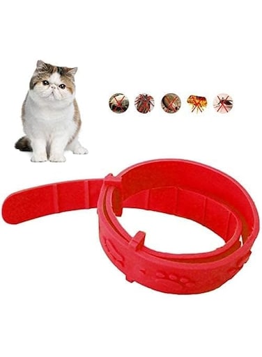 Flea and Tick Collars 2 Pack, Adjustable Natural Oil Pet Flea Collar for Kitten Cats Puppy, Treatment- Water Resistant Cat Flea Collar 33cm/13 inch in Length, red