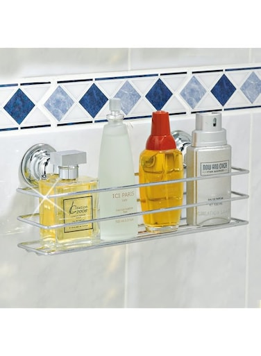 Everloc Bathroom Shelf, No Drilling, No Screws, No Glue, No Adhesive, Vacuum Suction Wall Mounted Chrome Shampoo holder, Bottle Holder, Organizer for Kitchen and Bathroom, Shower Rack, EVL-10104