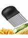 Steel Crinkle Cutter Potato Chips Cutter Vegetable Wavy Blade Cutter French Fries Chips Chopping Knives for Chopping Potato Vegetable Fruit Waffle Fries (Black)