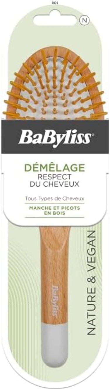 Babyliss Detangling Hair Brush Wooden, Soft Bristle, Reduse Hair Breakage, Unisex, Pack Of 1
