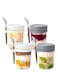 Overnight Oats Container with Lid and Spoon, 4PCS 350ml Overnight Oats Jars, Breakfast Container, Cereal, Milk, Vegetable and Fruit Salad Storage Container with Measurement Marks