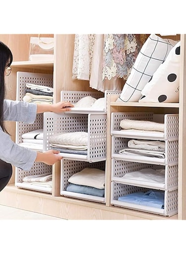 SHKY Plastic 3 Tiers Wardrobe Storage Organiser Box, M