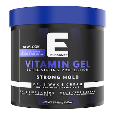 Elegance E-Series Vitamin Gel - Blue 1000ml - Strong Hold, Flake-Free, Enriched with Pro-VB-5 for Long-Lasting Shine and Volume