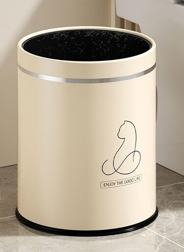 CHIC Garbage Bin, Bathroom Wastebasket, Plastic Large capacity Trash Can, Living Room Kitchen Bathroom Round Waste Bin 16L