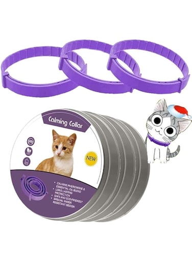 LIENJAER Cat Calming Collar, 3 Pack Calming Collar for Cats, Kitten Pheromone Anti-Anxiety Calm Collars, Adjustable Waterproof Collar Up to 15 Inches Fit for Small Medium Large Cats