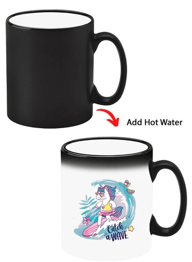Color Changing Heat Sensitive Ceramic Mug, Image Revealed When HOT Liquid is Added! Catch a wave