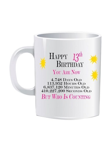 Printing Happy 13th Birthday Printed Mug White/Black/Yellow