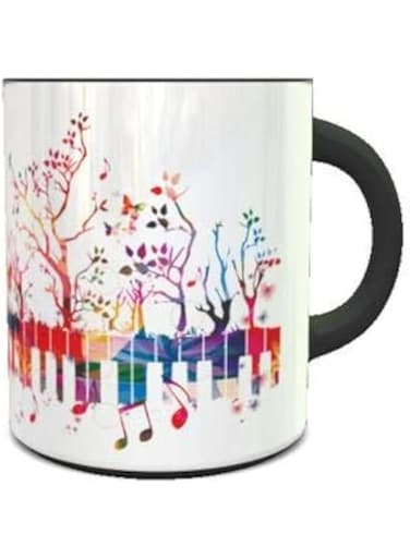 imPRESS Color Changing Heat Sensitive Coffee Mug with Colorful Piano Design