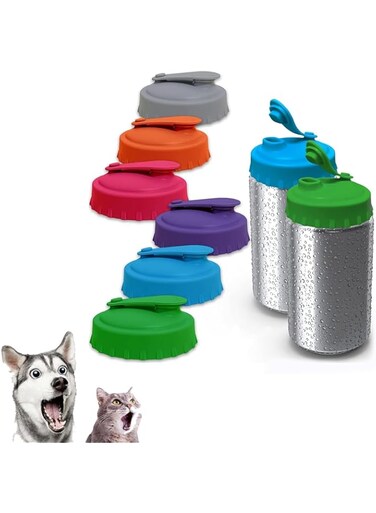 KASTWAVE 6 Silicone Reusable Can Lids for Soda Beer and Juice, Spill-Proof Covers to Keep Drinks Fizzy and Fresh, Food Grade Material