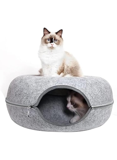 MAIYIDACK Cat tunnel Cat nest Round felt pet nest