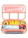 1300ML Pink Bento Lunch Box 4 Compartment Lunch Container for Kids and Adults