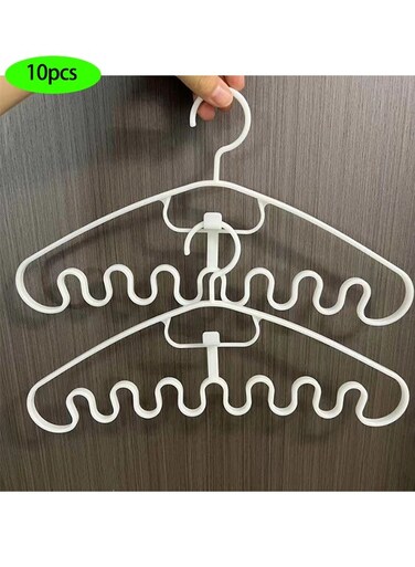 Pattern Stackable Hanger, Sling Underwear Plastic Hanger,Non Slip Hangers Set (White 10 PCS)