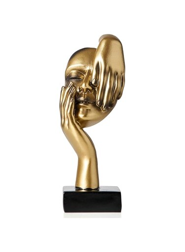 SYOSI Gold Thinker Statues Decor Art, , Women Face Sculpture, Modern Collectible Figurine Table Decorations for Living Room Bedroom Office Desktop, Indulgent