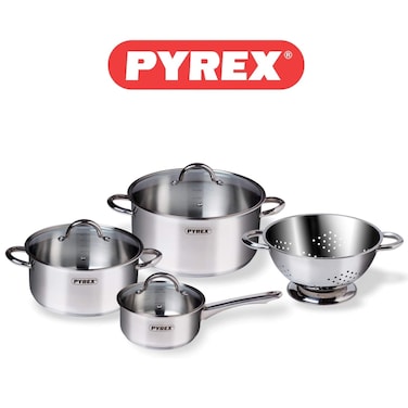 Pyrex Master 7-piece Stainless Steel Cookware Set - Durable &amp; Stylish Pots and Pans for Everyday Cooking