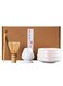 Matcha Whisk Set, 4pcs Japanese Tea Set,Matcha Whisk,Traditional Scoop, Matcha Bowl, Ceramic Whisk Holder,Traditional Matcha Tool Set for Matcha Tea Ceremony(White Discharge Powder)