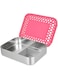 LunchBots Large Trio Stainless Steel Lunch Container -Three Section Design for Sandwich and Two Sides - Metal Bento Lunch Box - Eco-Friendly - Stainless Lid - Pink Dots