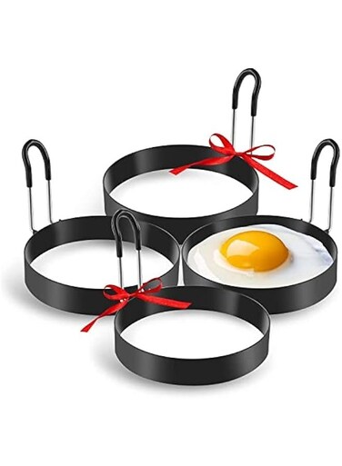 Stainless Steel Egg Rings - Pack of 4 for Perfectly Fried Eggs and Omelets