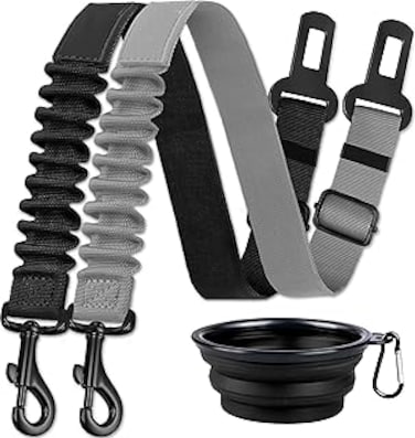 NALACAL Dog Seat Belt, 3 Piece Set, Retractable Dog Car Harness Adjustable Dog Seat Belt for Vehicle Nylon Pet Safety Seat Belts Heavy Duty &amp; Elastic Safety Restraint, No Chew Tether Cable