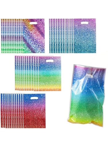 Gradient Colour Tote Bags, Waterproof Durable Small Party Gift Bags for Birthday Presents, Party Favors, Candy Bags for Children's Birthday Parties, 50PCS