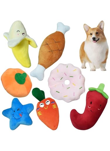 LIENJAER Dog Toys, Puppy Toys, Cute Doy Chew Toy for Medium and Small Dogs, Soft Plush Pet Toys with Squeakers (7 Pack)