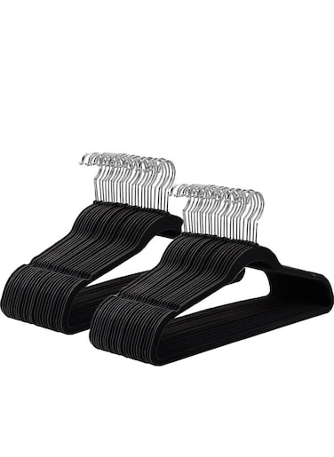 30 Pieces Anti-Slip Clothes Hanger Suit For Clothing Store Storage Home Clothes Hanging Magic Clothes Hangers Ultra Thin Space Saving Hook,Black
