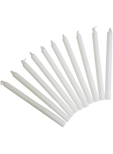 Taper Candles White Color Long 19cm x Round 1.5cm Set Of 10Pcs (19cm White Candles 10Pcs)