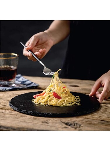 Raj Round Slate Plate, 20 Cm, Black, Sl0010, 1 Pc