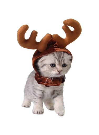 Lxeqiony Christmas Pet Reindeer Costume Antler Hat Cap Adjustable Christmas Xmas Headdress Cute Head Accessories for Cat and Small Dog