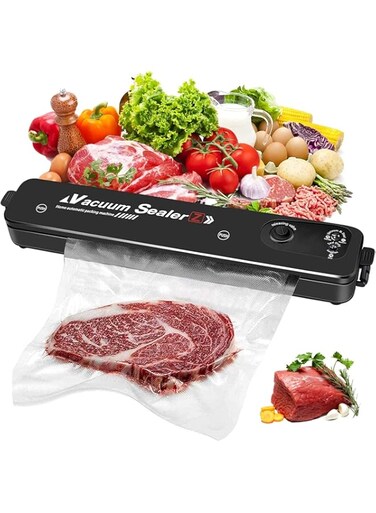 KG K&amp;G Vacuum Sealer Machine,Food Vacuum Sealer Machines,Vacuum Packing Machine,Heat Sealer,Food Vacuum Sealer,Black Food Vacuum Sealing Machine, Equipped with 10 Sealed Bags for Food Preservation