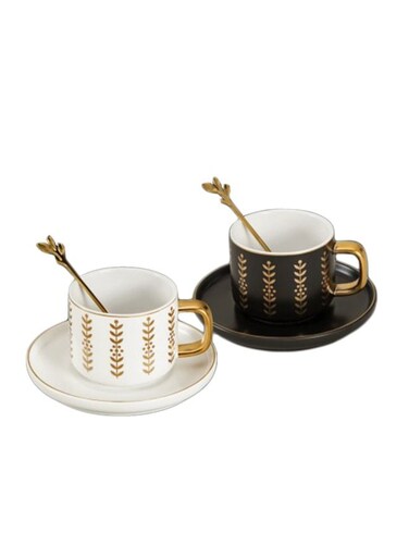 Light Luxury Golden Ears Porcelain Cup With Saucer Office Coffee Milk Tea Breakfast Mug