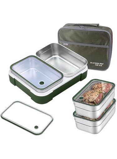 PYEBE Stainless Steel Lunch Box for Adults Kids with Insulated Bag, Set of 2 Large Leakproof Meal Prep Food Containers for Men or Women, Lunch-boxes for Work or School