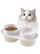 NeoStyle Ceramic Cat Bowl, Tall To Protect The Cervical Spine Anti-Spill Pet Bowls, Detachable Ceramic Water Bowl Food Bowl (white, Double bowl)