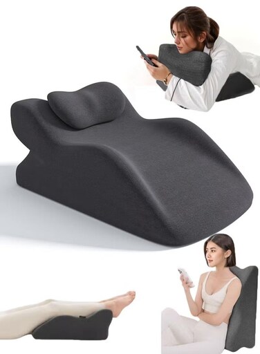 Memory Foam Wedge Pillow for Bed and Sofa, Back Support Reading Pillow for Sitting Up in Bed, Leg Elevation Positioning Pillow for Sleeping Comfort, Reflux Support and Anti-Snoring Aid
