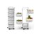 Rolling Storage Cart, Mobile Mesh Organiser with Wheels, White Metal Basket Tower for Kitchen