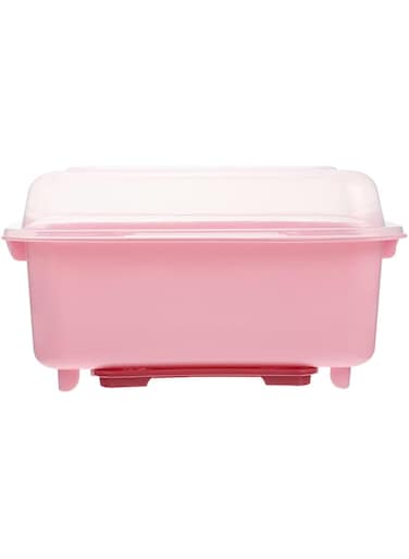 Alipis Baby Bottle Storage PP Dish Drying Rack with Cover Portable Large Capacity Toddler Anti-Dust Protection and Cutlery Storage Baby Bottle Drying Rack for Home Kitchen (Pink)