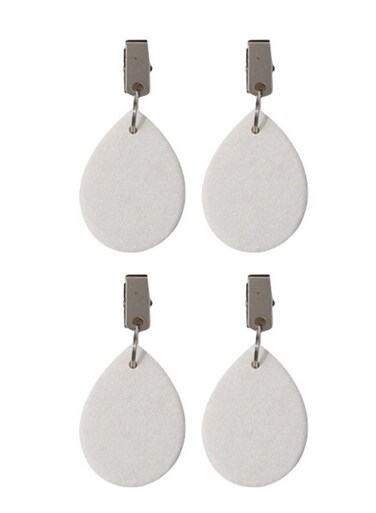 Marble Stone Tablecloth Weights, Heavy Teardrop Table Cover Holders with Metal Clips