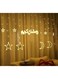 Festive Lights - Stars &amp; Crescent Moons Curtain Lights with Eid Mubarak LED Light - Perfect for Ramadan &amp; Eid Home D&eacute;cor