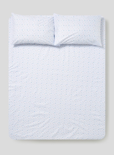 3-Piece Queen Size 180 Thread Count Premium Collection Star Printed Bedsheet Set Inclides 1xBedsheet, 2xPillow Cases 50x75 cm Cotton White 240x254cm