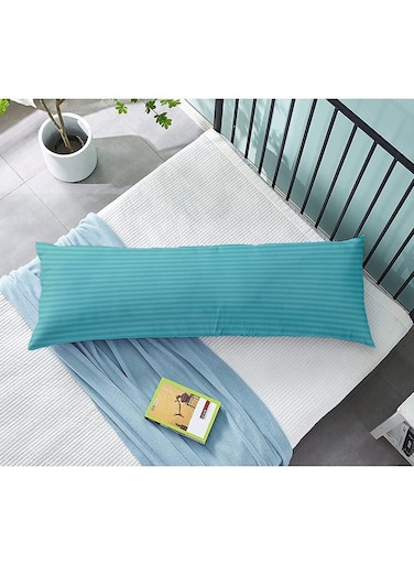 Linen Klub Krude Long Body Pillow 1pc, Fabric: 100% Polyester 85 GSM Microfiber 1 cm Stripe Super Soft, Filling: 1300 gm Hollow Fiber Comfort, Breathable &amp; Ultra Soft Size: 45 x 120 cm, Color: Aqua