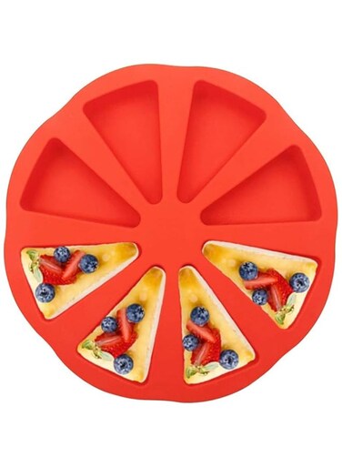 ELECDON Cake Mould, 8 Triangle Cavity Silicone Portion Scottish Scone &amp; Cornbread Pan Slices Pastry Pan Soap, Cake, Bread, Cupcake Cheesecake 8 Cavity Silicone Portion Cake Mould, Red
