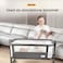 Lovely Baby Bed Bassinet LB 399, Infant Bed with Mattress, Air-flow Transparent Mesh, Lockable Wheels, 5-Adjustable Height, Age 0-6 M - Grey