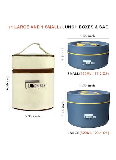 Portable Insulated Lunch Box with Lunch Bag Blue