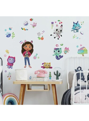 RoomMates Gabby's Dollhouse RMK4823SCS Peel and Stick Wall Decals, Pink, Purple, Blue