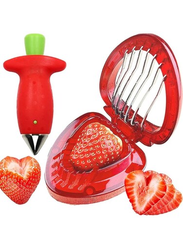 Strawberry Slicer Set, Potatoes Pineapples Carrots, Fruit and Vegetable Picker Tools, Stainless Steel Blade Kitchen Tools and Gadgets