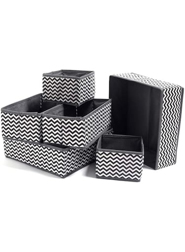 KASTWAVE Foldable Cloth Storage Box, 6 Pcs Closet Dresser Drawer Organizer, Drawer Organizer Clothes, Sundries Storage Box, for Clothes, Socks, Scarves, Ties (Black)