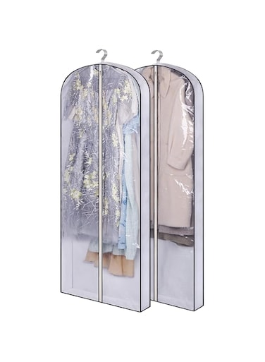 SLEEPING LAMB 60" Gusseted Garment Bags for Closet Storage Clear Dress Bag Hanging Clothes Storage for Long Gowns, Coats, Sweaters, 2 Packs