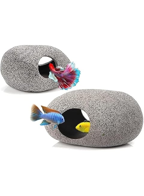 Stackable Aquarium Decorations Cave 2 PCS, Betta Fish Tank Accessories Rock Cave Decor, for Shrimp Cichlid Hiding Breeding, for Small Fish Bowl Betta Toys Fish Hideout Stones House Hide Decorations
