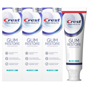 Crest Pro-Health Advanced Gum Restore Deep Clean Toothpaste 4.8oz Pack Of 3 -Anticavity, Antibacterial Flouride Toothpaste, Clinically Proven, Gum And Enamel Protection